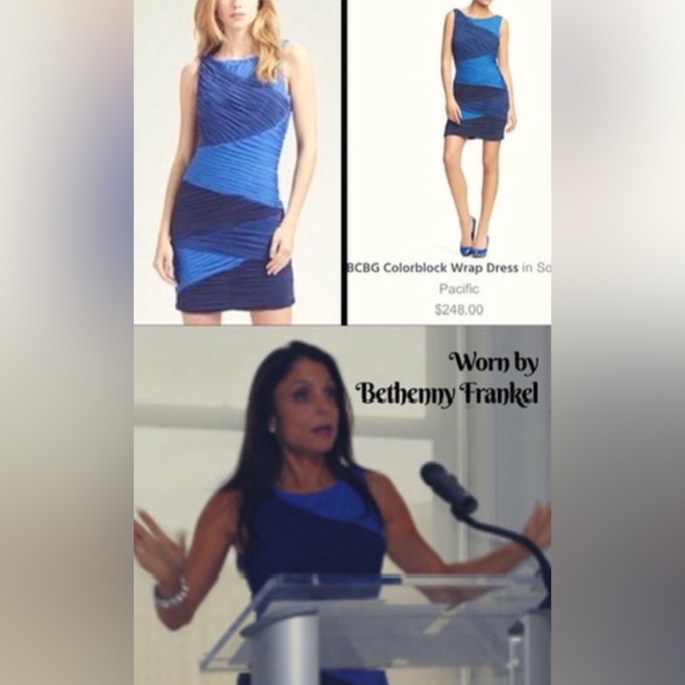 BCBDMAXAZARIA BLUE COLORBLOCK DRESS SOZE SMALL